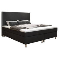 BOXSPRINGBETT 180/200 cm  in Schwarz  - Silberfarben/Schwarz, KONVENTIONELL, Textil/Metall (180/200cm) - MID.YOU