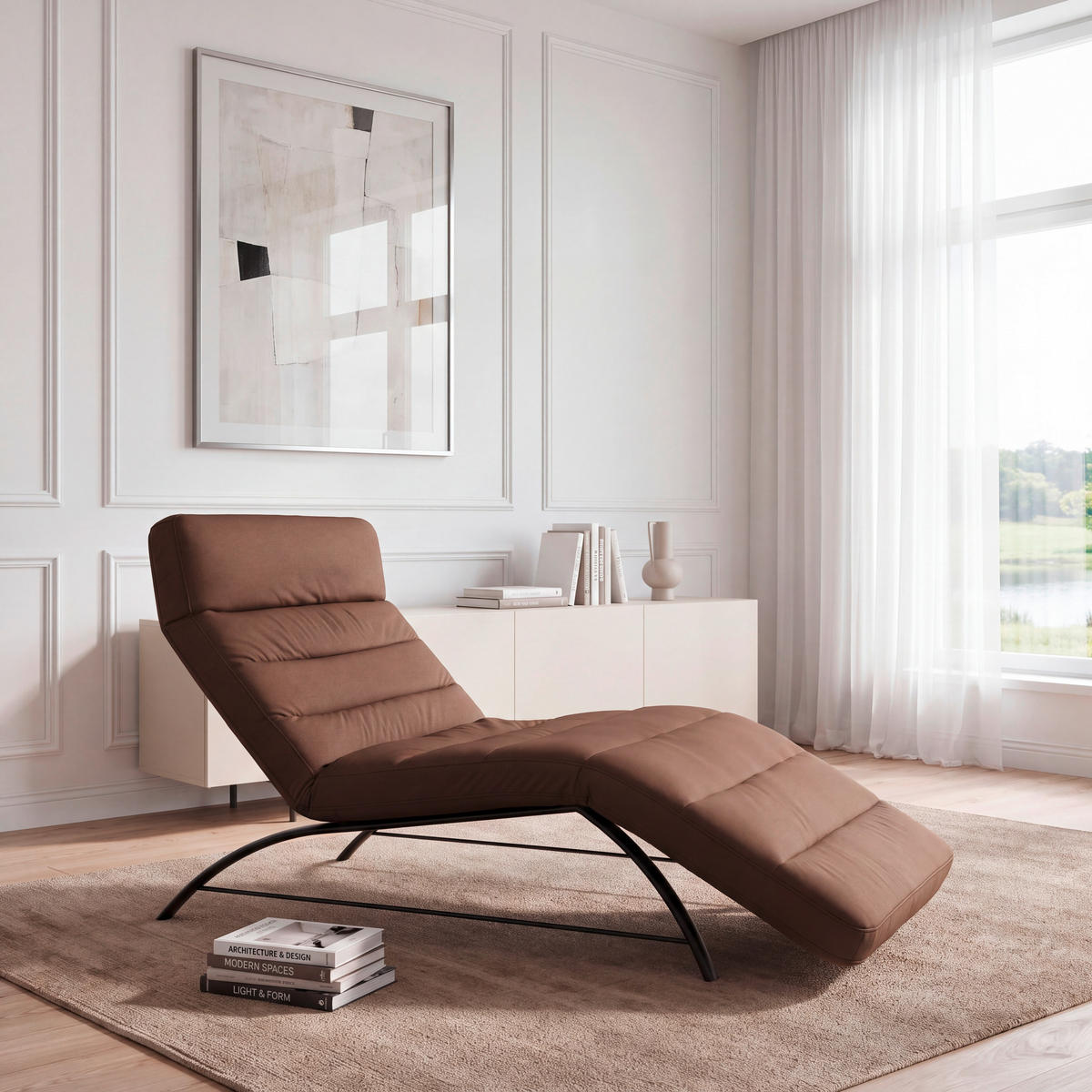 RELAXLIEGE Mikrofaser Braun  - Schwarz/Braun, Design, Textil/Metall (95/91/170cm) - Chilliano