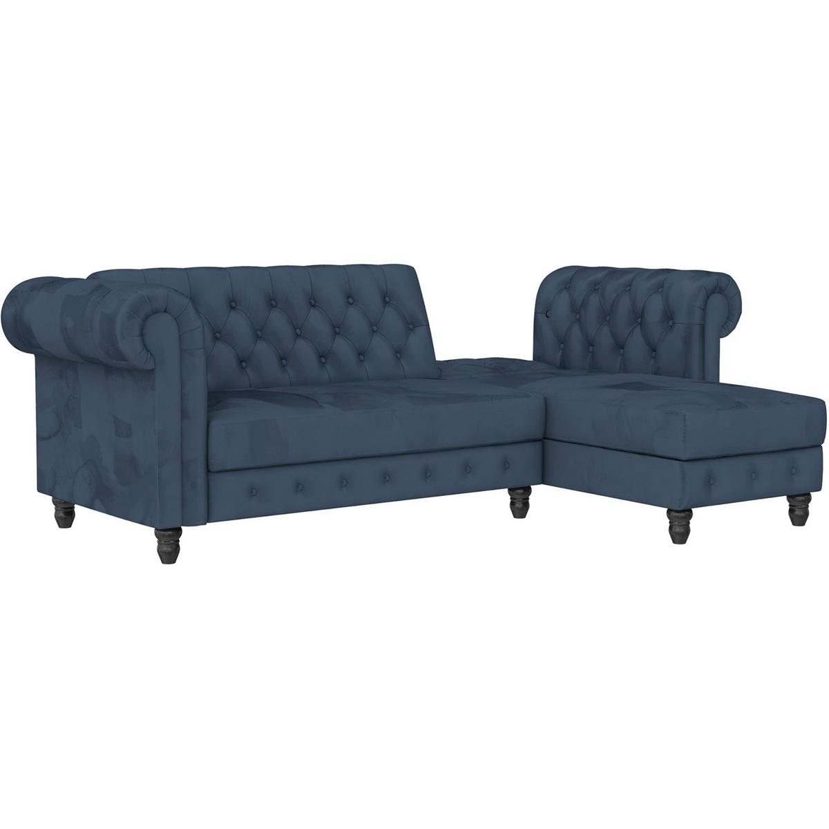 ECKSOFA FIRENZE in Velours Blau  - Blau/Schwarz, Basics, Holz/Textil (241/154cm) - Livetastic