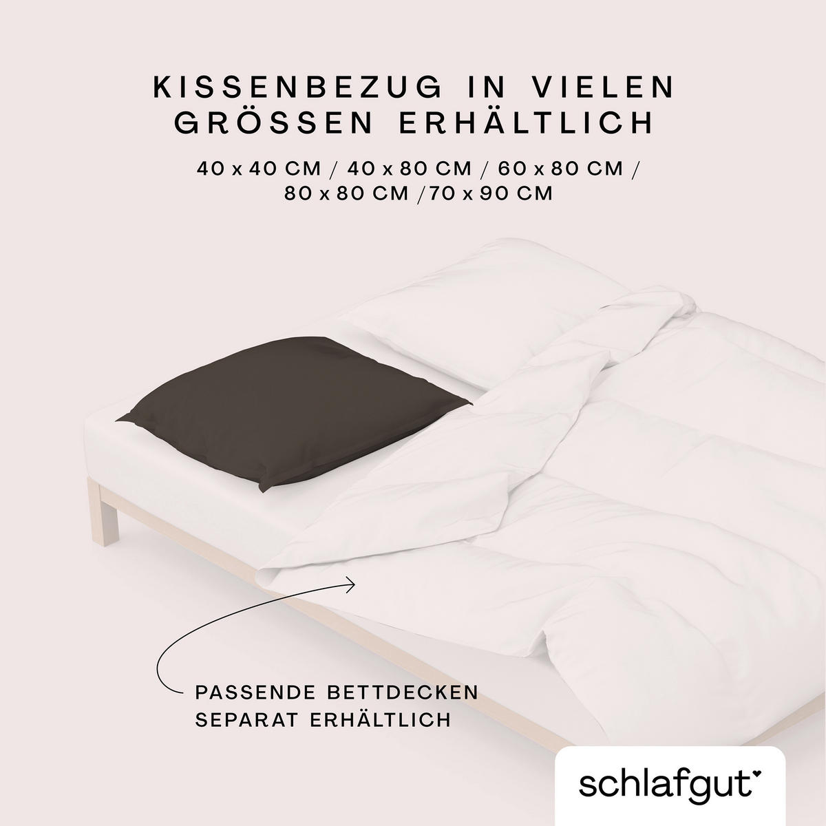 KOPFPOLSTERBEZUG WOVEN SATIN 70/90 cm  - Dunkelbraun, Basics, Textil (70/90cm) - Schlafgut