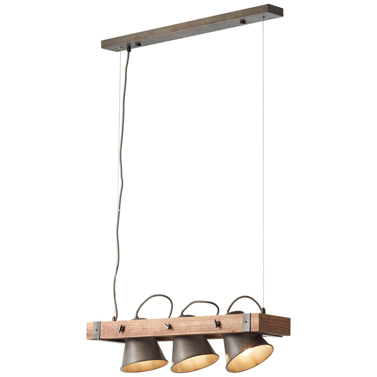 Hängeleuchte  70/115 cm   - Schwarz, Design, Holz/Metall (70/115cm) - Brilliant