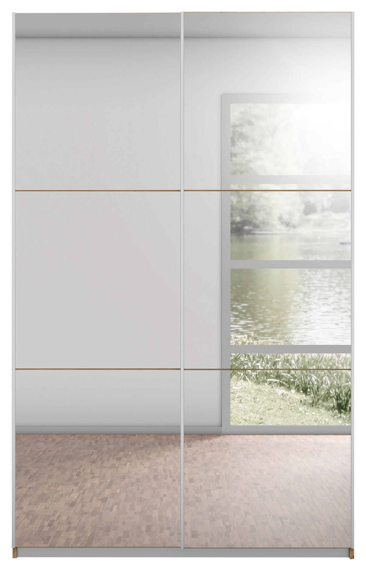 SCHWEBETÜRENSCHRANK 131/210/59 cm 2-türig Eiche Artisan, Silberfarben  - Silberfarben/Alufarben, MODERN, Glas/Holzwerkstoff (131/210/59cm) - Rauch Möbel