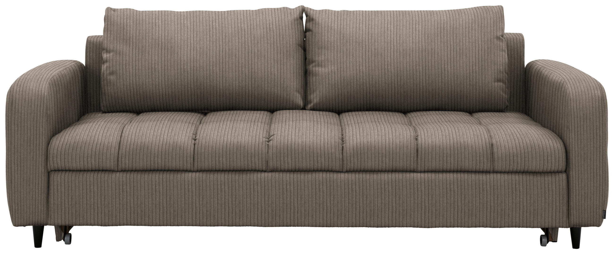 SCHLAFSOFA  in Cord, Velours Taupe  - Taupe/Schwarz, Design, Holz/Textil (236/88/101cm) - Lomoco