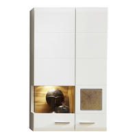 VISEČA VITRINA, bela, barve hrasta - barve kroma/barve hrasta, Design, kovina/umetna masa (80/136/37cm) - Hom`in