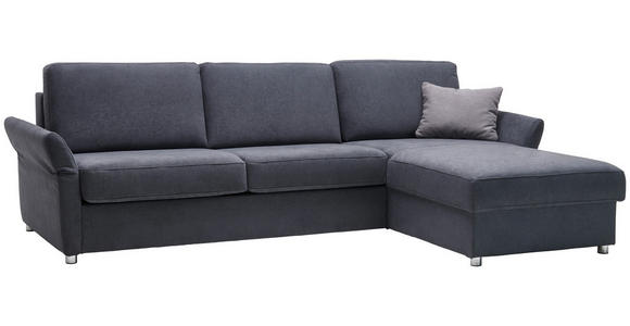 ECKSOFA in Flachgewebe Grau  - Chromfarben/Grau, KONVENTIONELL, Textil/Metall (269/176cm) - Novel