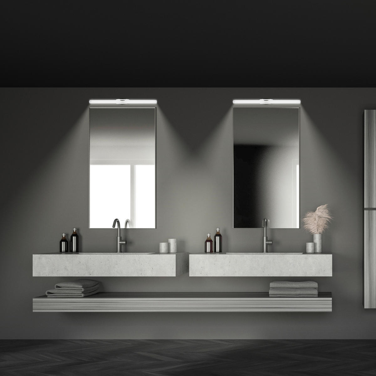 BADEZIMMER-WANDLEUCHTE  60,00/6,5/4,5 cm    - Chromfarben, KONVENTIONELL, Kunststoff (60,00/6,5/4,5cm) - Briloner