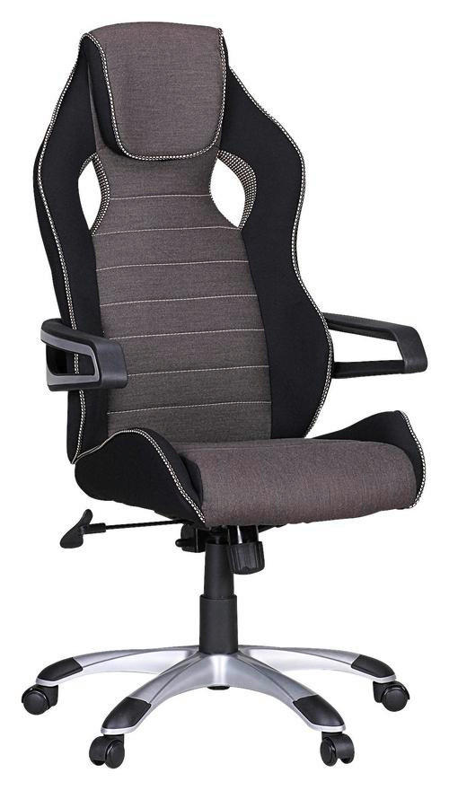 GAMINGSTOL  i vävt tyg grå, svart  - vit/silver, Modern, textil/plast (70/120/70cm) - MID.YOU