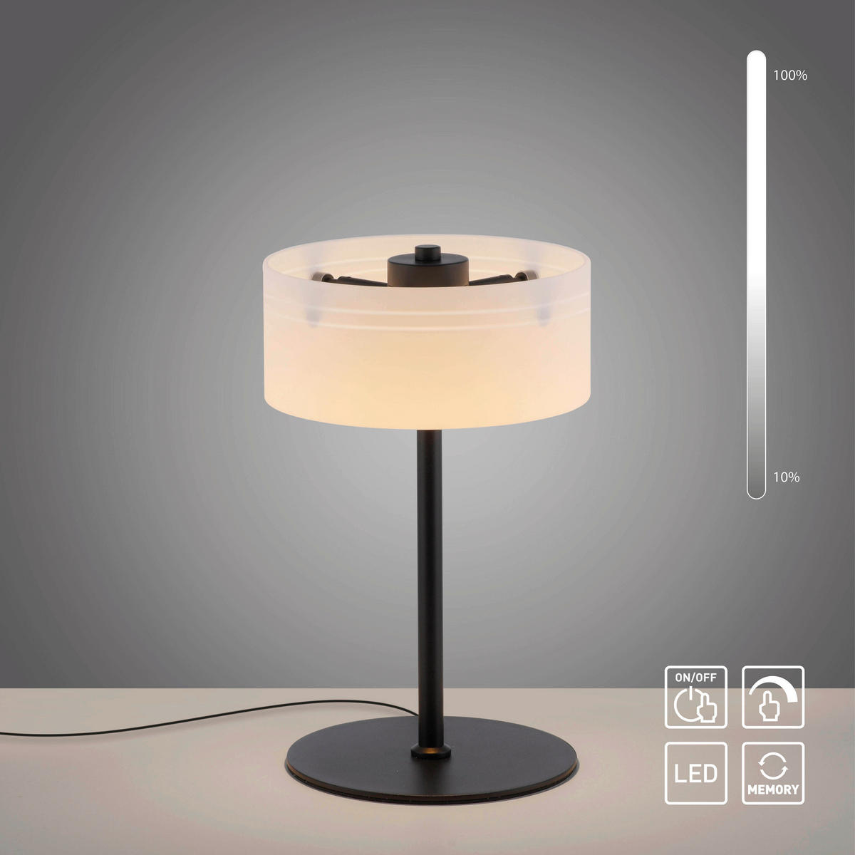 LED-TISCHLEUCHTE 20/20/33 cm   - Schwarz, Design, Glas/Kunststoff (20/20/33cm)