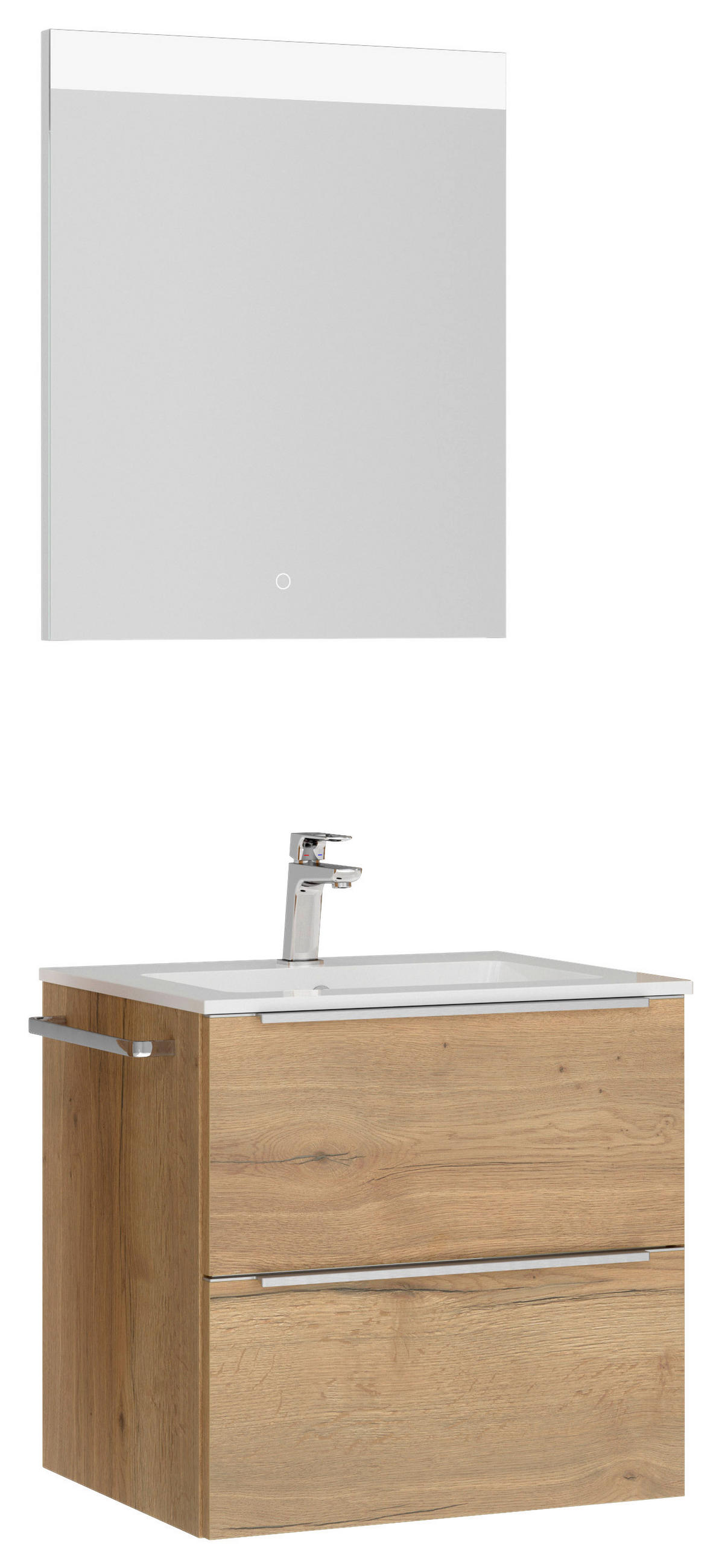 BADEZIMMER  in 61 cm  - Edelstahlfarben/Eichefarben, MODERN, Holzwerkstoff/Stein (61cm) - Nobilia
