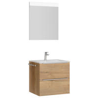 BADEZIMMER  in 61 cm  - Edelstahlfarben/Eichefarben, MODERN, Holzwerkstoff/Stein (61cm) - Nobilia