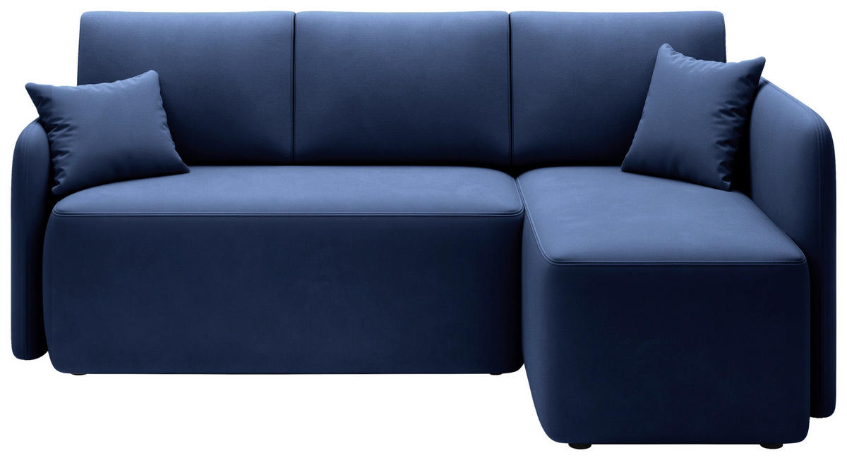 ECKSOFA  in Plüsch Blau  206/150 cm  - Blau/Schwarz, Design, Kunststoff/Textil (206/150cm) - P & B