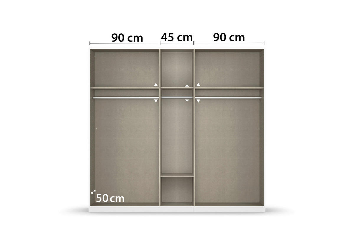 DREHTÜRENSCHRANK 226/197/54 cm,  in Weiß, 5-türig  - Alufarben/Weiß, KONVENTIONELL, Glas/Holzwerkstoff (226/197/54cm) - home24