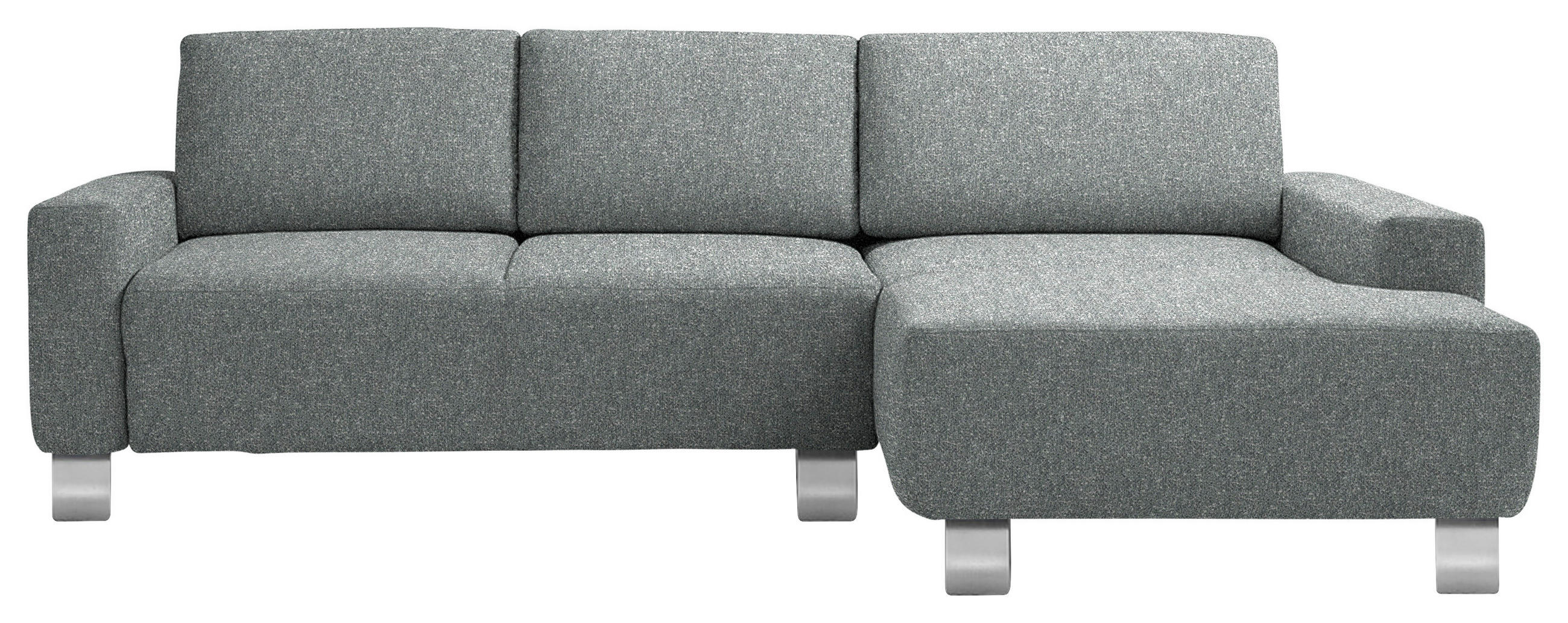ECKSOFA  in Mikrovelours Graugrün  248/160 cm  - Alufarben/Graugrün, Design, Textil/Metall (248/160cm) - Sedda