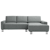ECKSOFA  in Mikrovelours Graugrün  248/160 cm  - Alufarben/Graugrün, Design, Textil/Metall (248/160cm) - Sedda