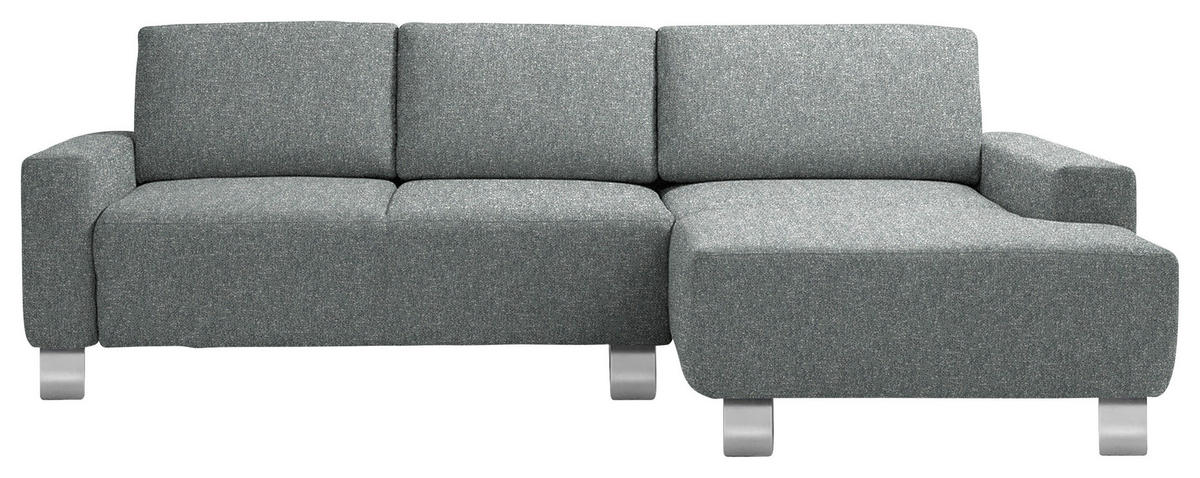 ECKSOFA  in Mikrovelours Graugrün  248/160 cm  - Alufarben/Graugrün, Design, Textil/Metall (248/160cm) - Sedda