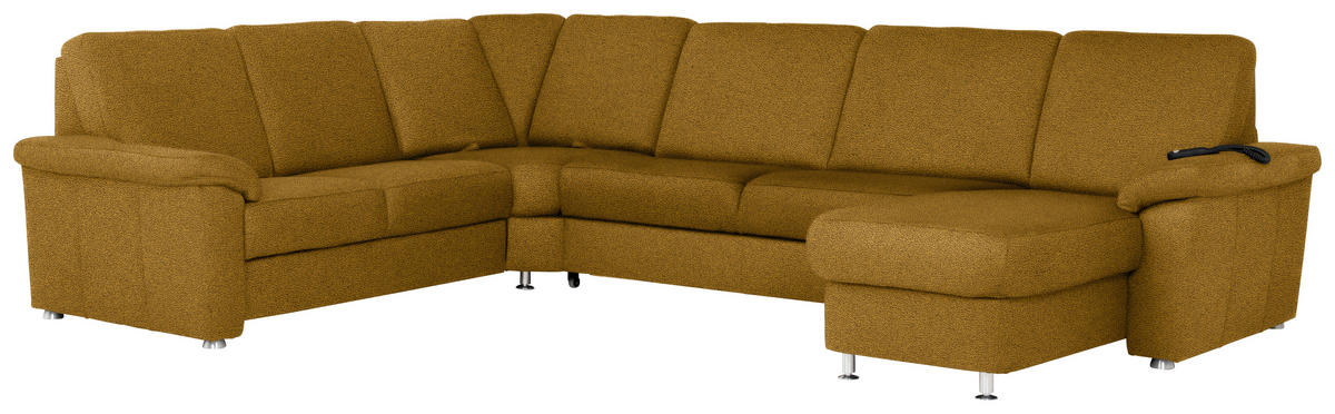 WOHNLANDSCHAFT Braun, Grün Flachgewebe  - Chromfarben/Braun, KONVENTIONELL, Textil/Metall (240/330/163cm) - Beldomo System