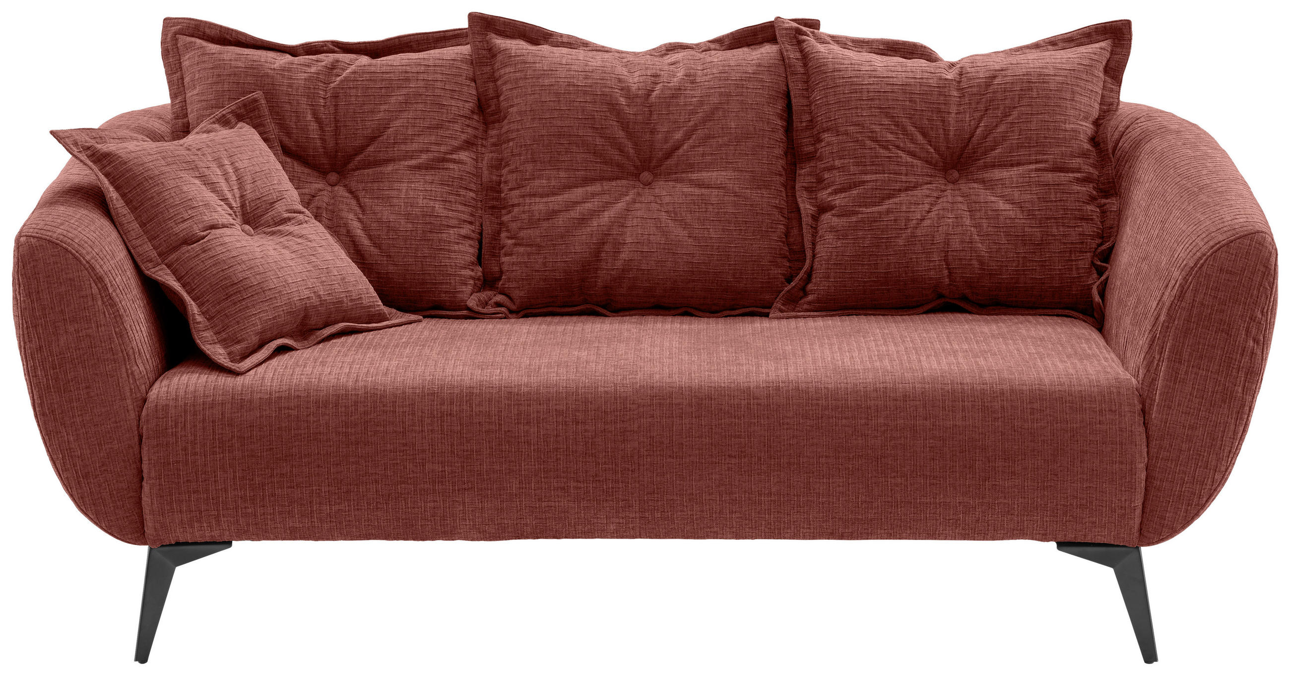 2,5-SITZER Mikrofaser Koralle  - Koralle/Schwarz, MODERN, Textil/Metall (196/94/103cm) - Livetastic