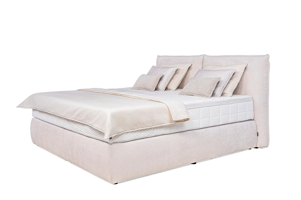 KONTINENTALSÄNG 180/200 cm  i cremefärgad  - svart/cremefärgad, Design, trämaterial/trä (180/200cm) - Visionight