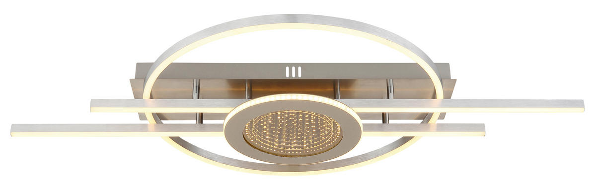 LED-DECKENLEUCHTE Donte 95/50/10 cm  - Sandfarben/Silberfarben, Design, Kunststoff/Metall (95/50/10cm) - Globo