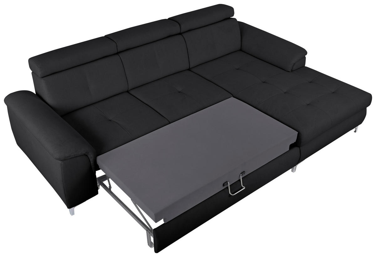 ECKSOFA Dunkelgrau Flachgewebe  - Chromfarben/Dunkelgrau, KONVENTIONELL, Textil/Metall (268/175cm) - Carryhome