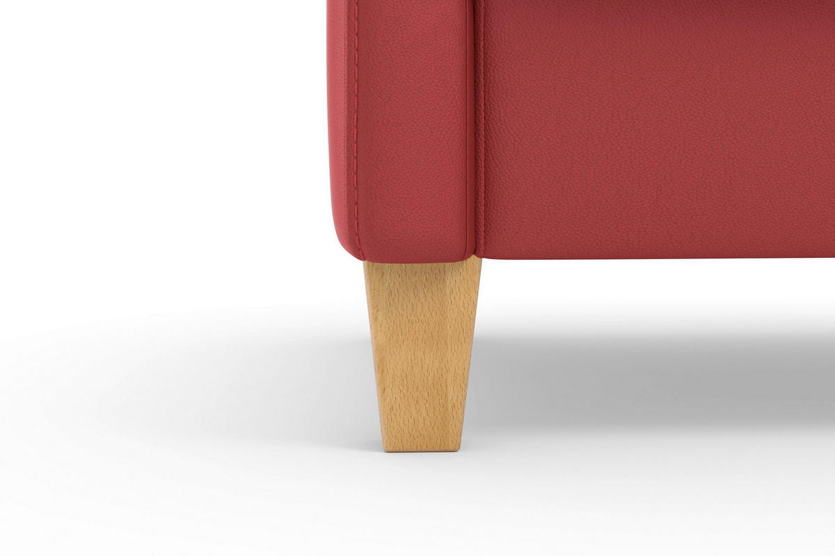SESSEL in Echtleder Rot  - Eichefarben/Rot, Basics, Leder/Holz (70/93/75cm) - Sit & More