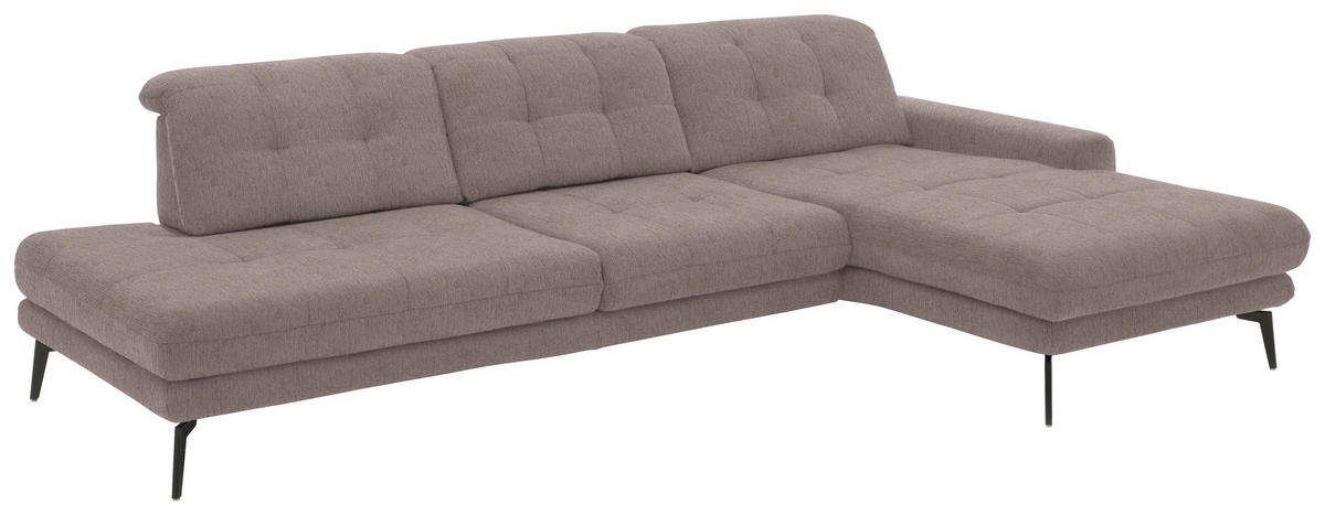 ECKSOFA in Flachgewebe Silberfarben  - Silberfarben/Schwarz, Design, Textil/Metall (309/190cm) - Beldomo Style