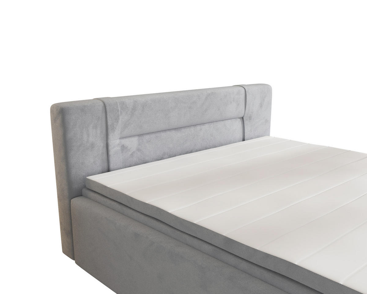 BOXBETT 180/200 cm,  in Grau, Bettkasten, Topper, H2 = mittel  - Grau, MODERN, Textil (180/200cm) - MID.YOU