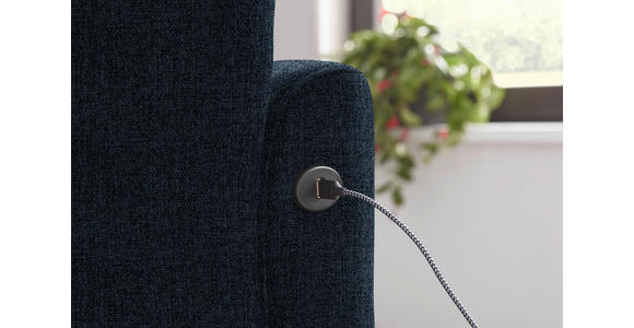 ECKSOFA in Flachgewebe Blau 191/252 cm - Blau/Schwarz, Design, Textil/Metall (191/252cm) - Dieter Knoll