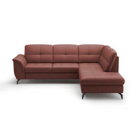 ECKSOFA in Vliesstoff Kombination Echtleder/Stoff Rotbraun  - Rotbraun/Schwarz, Modern, Leder/Textil (244/212cm) - Sit & More