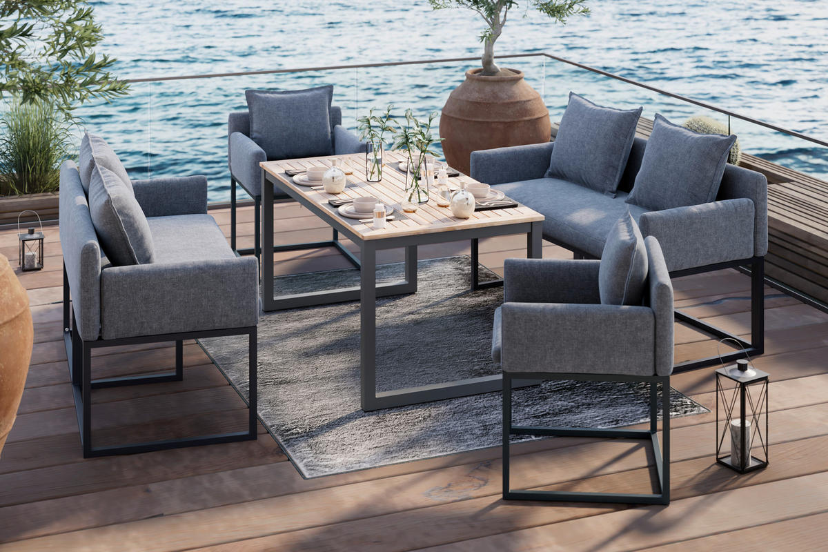 GARTENBANK 136/85/62 cm  in Grau  - Grau, MODERN, Textil/Metall (136/85/62cm) - Beldano