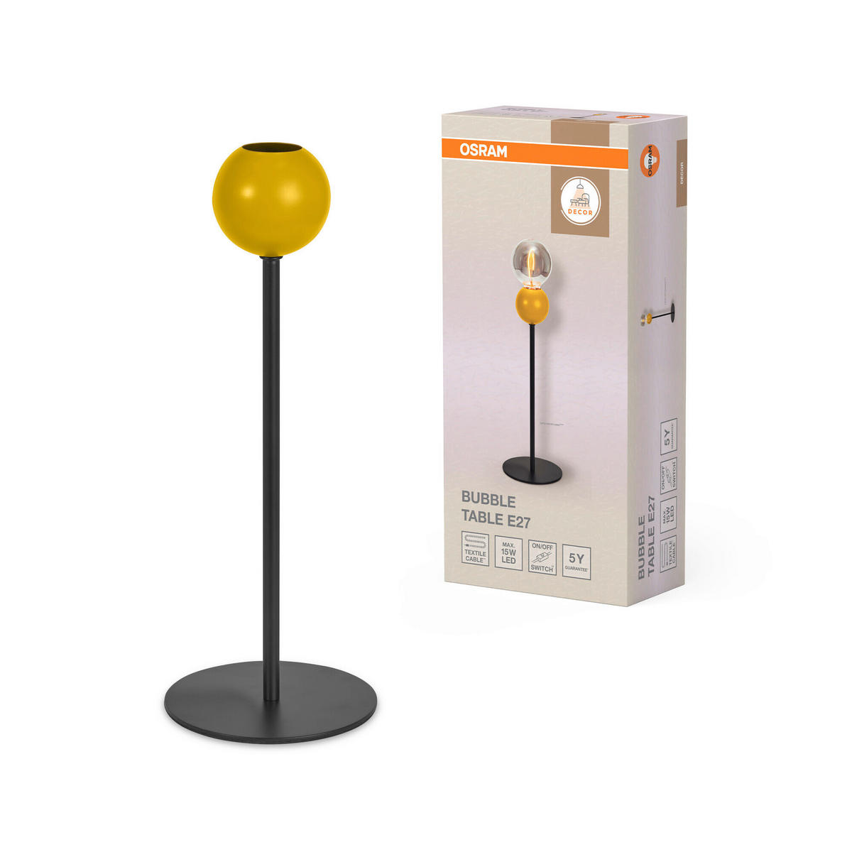 TISCHLEUCHTE 15/40 cm   - Gelb, Design, Metall (15/40cm) - Osram