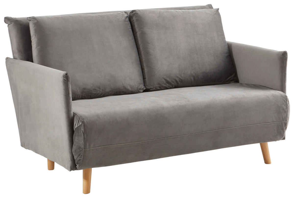ZOFA S POSTELJNO FUNKCIJO,  siva tekstil  - siva/naravne barve, Design, umetna masa/tekstil (132/82/91cm) - Carryhome