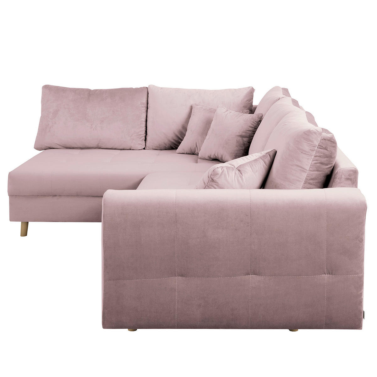 ECKSOFA Ariella in Samt Rosa  161/231 cm  - Naturfarben/Rosa, Design, Holz/Textil (161/231cm) - Livetastic