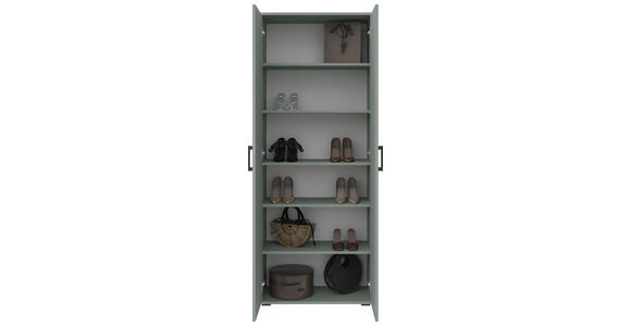 SCHUHSCHRANK 70/178,9/33,4 cm - Schwarz/Grün, KONVENTIONELL, Holzwerkstoff/Kunststoff (70/178,9/33,4cm) - Xora