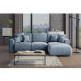 ECKSOFA in Samt Blau  - Chromfarben/Blau, KONVENTIONELL, Kunststoff/Textil (293/195cm) - Carryhome