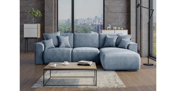 ECKSOFA Blau Samt  - Chromfarben/Blau, KONVENTIONELL, Kunststoff/Textil (293/195cm) - Carryhome