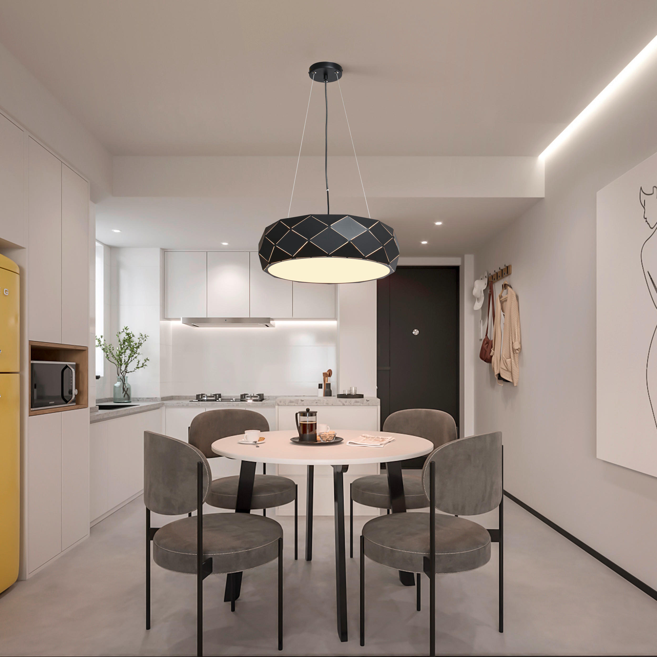 HÄNGELEUCHTE Reus 47/180 cm - Schwarz, Design, Metall (47/180cm)