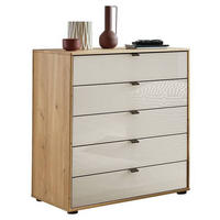 KOMMODE 60/86/43 cm  in Champagner, Eiche Bianco  - Schieferfarben/Eiche Bianco, Modern, Glas/Holzwerkstoff (60/86/43cm) - Novel