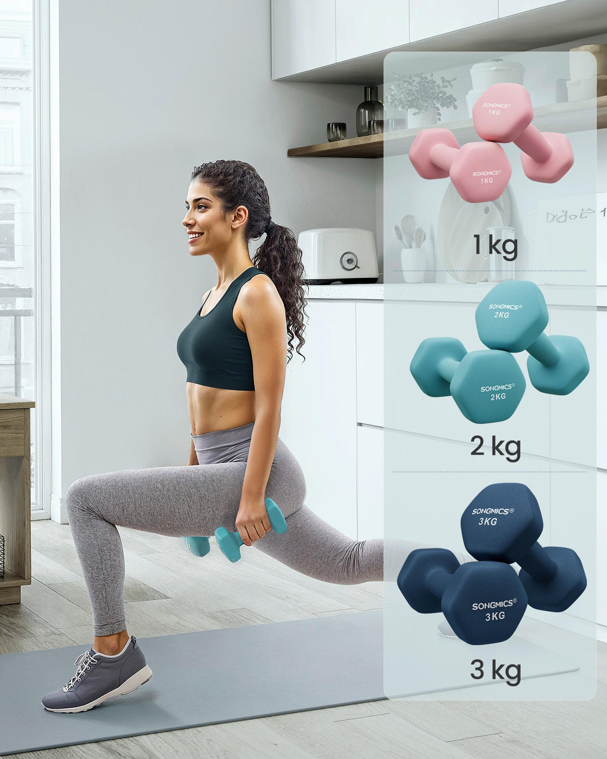 FITNESS-SET - Hellrosa/Dunkelblau, Basics, Metall (38.5/14.5/35.5cm)