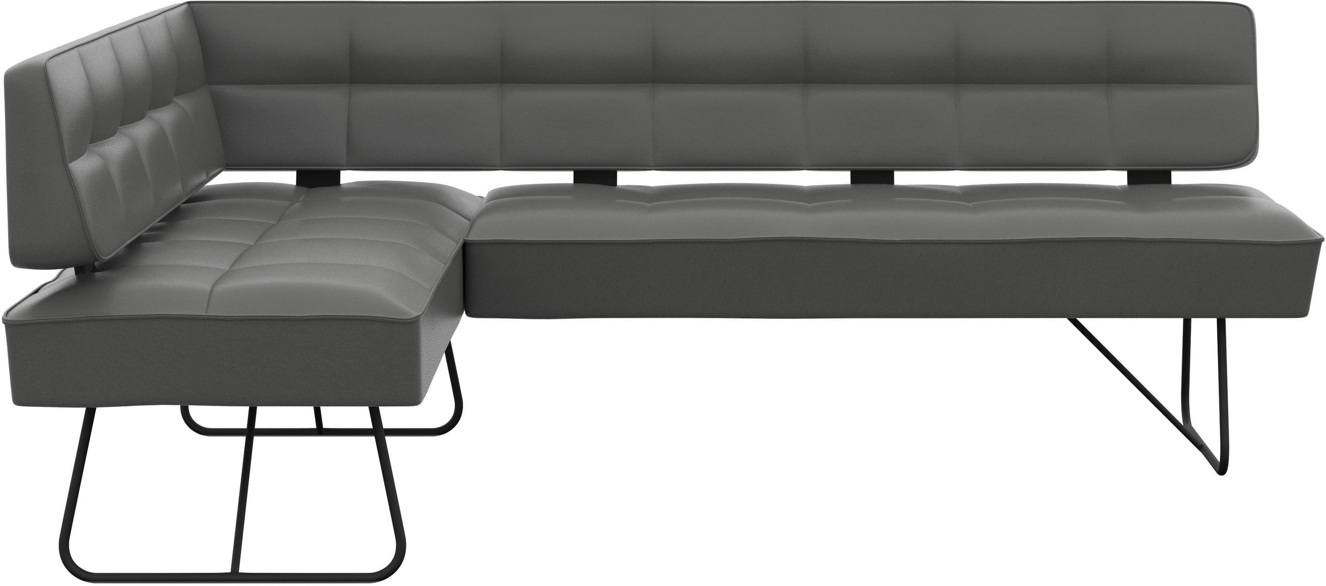 ECKBANK 165/207 cm Echtleder Dunkelgrau   - Dunkelgrau/Schwarz, Design, Leder/Metall (165/207cm) - Moderano