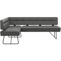 ECKBANK 165/207 cm Echtleder Dunkelgrau   - Dunkelgrau/Schwarz, Design, Leder/Metall (165/207cm) - Moderano