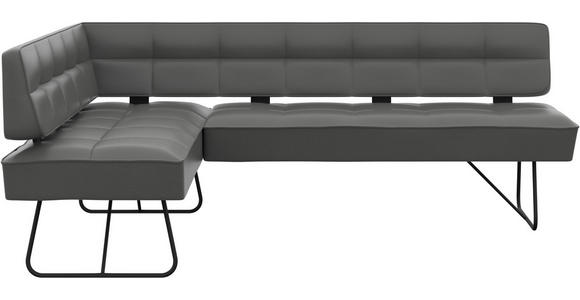 ECKBANK 165/207 cm  in Dunkelgrau  - Dunkelgrau/Schwarz, Design, Leder/Metall (165/207cm) - Moderano