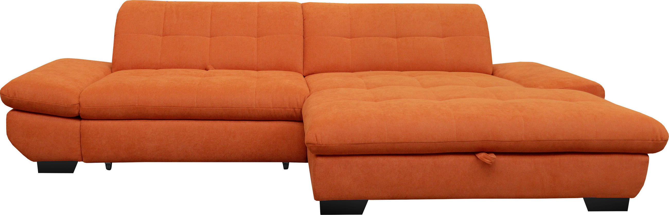 ECKSOFA in Mikrofaser Orange  290/198 cm  - Schwarz/Orange, Design, Textil/Metall (290/198cm) - Xora