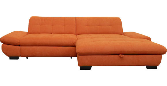 ECKSOFA  in Mikrofaser Orange  290/198 cm  - Schwarz/Orange, Design, Textil/Metall (290/198cm) - Xora