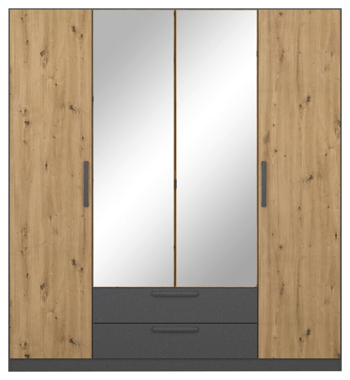 GARDEROB MED GÅNGJÄRN 181/197/54 cm 4-dörrar - ek Artisan/grå, Modern, trämaterial/plast (181/197/54cm) - Rauch Möbel