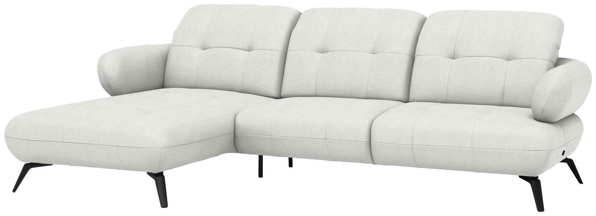 ECKSOFA Flachgewebe Grauweiss  - Schwarz/Grauweiss, Modern, Textil/Metall (180/282cm) - Novel
