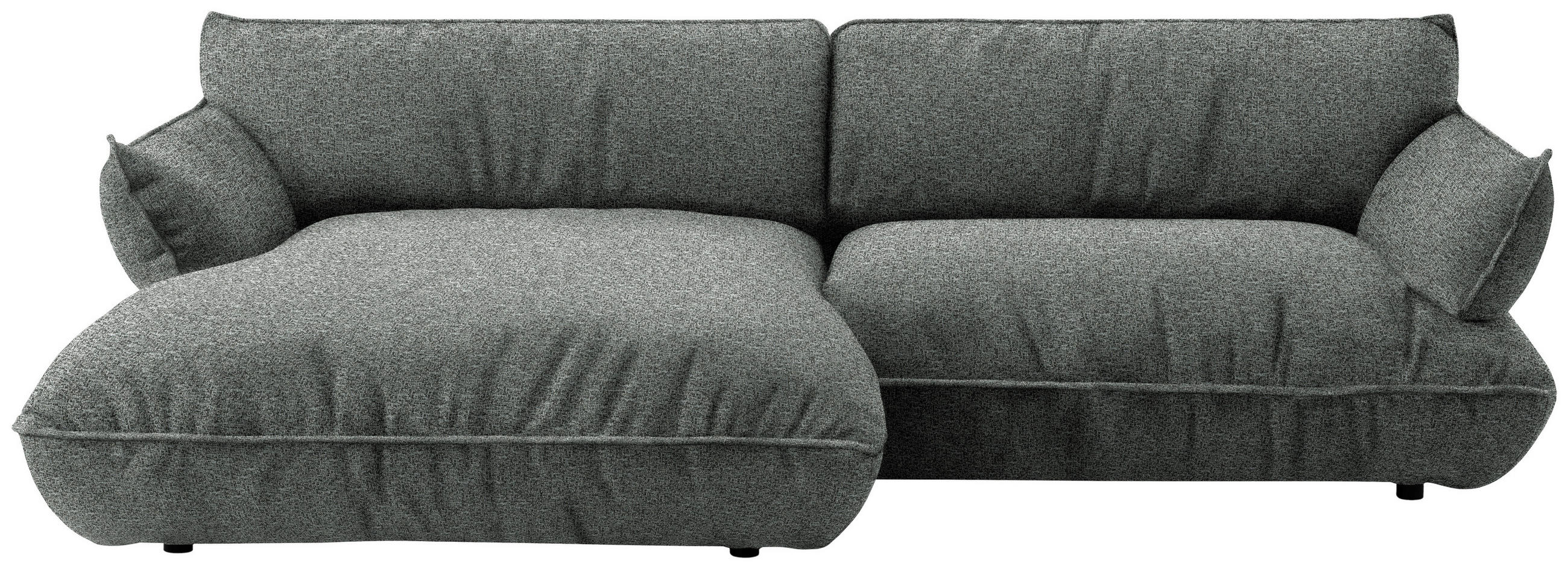 ECKSOFA  in Flachgewebe Dunkelgrau  185/264 cm  - Dunkelgrau/Schwarz, Design, Kunststoff/Textil (185/264cm) - Belluti