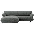 ECKSOFA  in Flachgewebe Dunkelgrau  185/264 cm  - Dunkelgrau/Schwarz, Design, Kunststoff/Textil (185/264cm) - Belluti