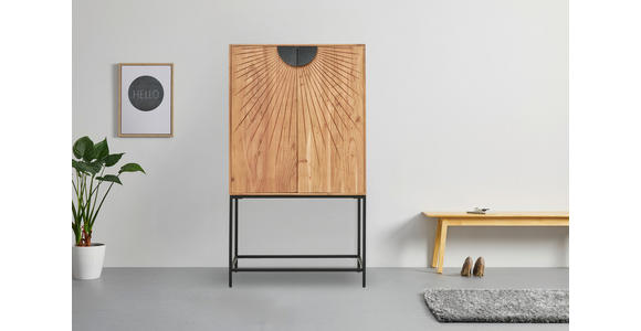HIGHBOARD  in 90/160/42 cm  - Schwarz/Akaziefarben, Trend, Holz/Metall (90/160/42cm) - Ambia Home