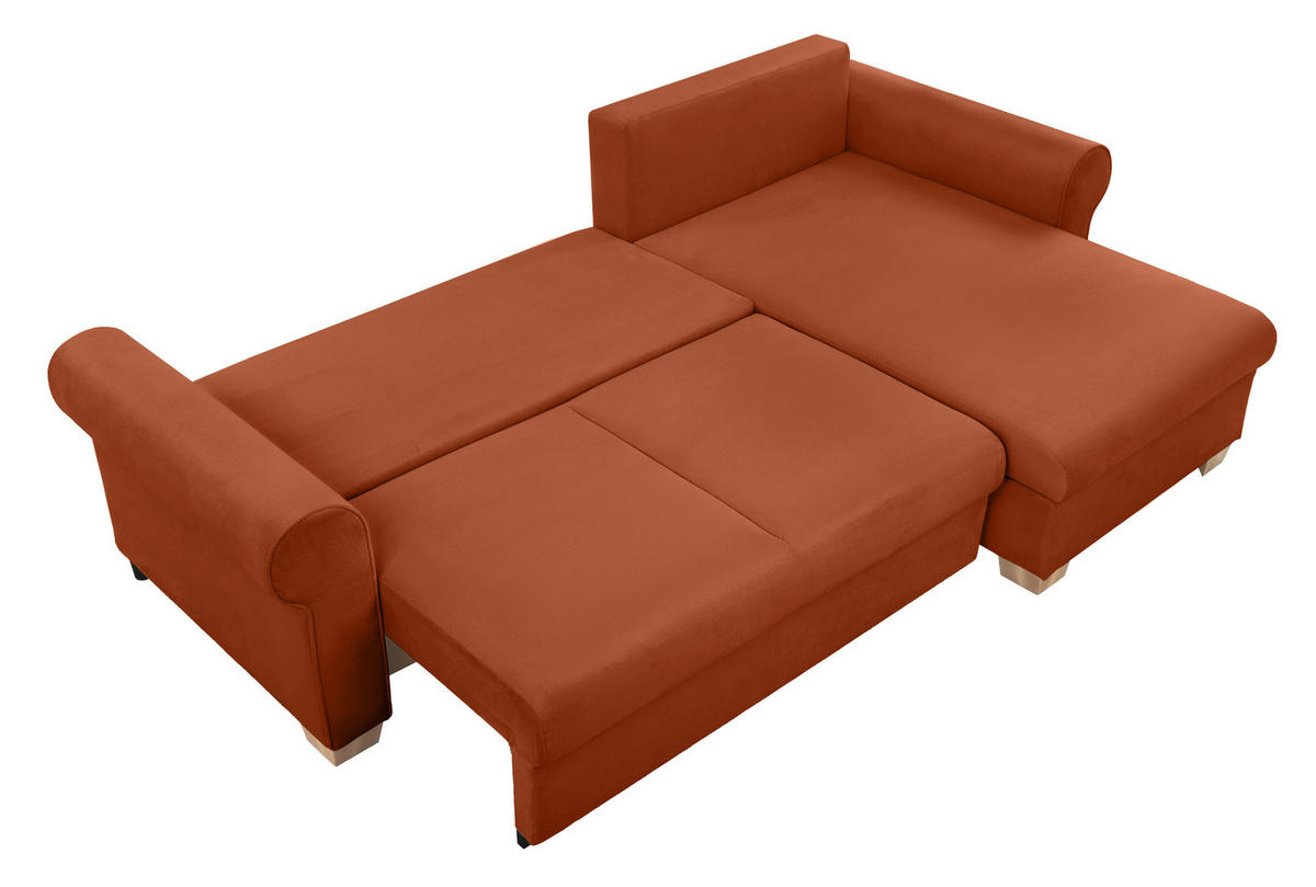 ECKSOFA Arles Terracotta  - Buchefarben/Terracotta, Design, Holz/Textil (266/161cm) - MID.YOU